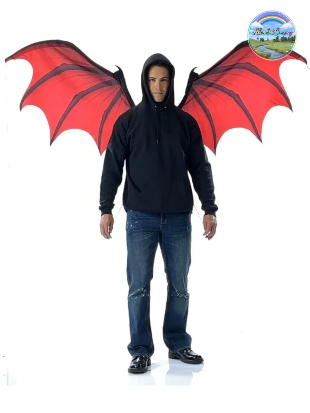 Mechanical Opening Wings Red Demon Print One Size Costume Accessory